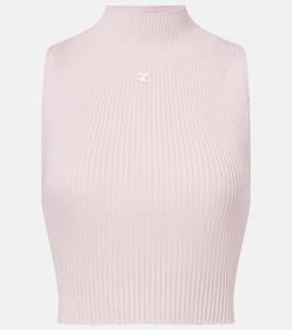Майка из хлопка и шерсти в рубчик Courrèges, Salt Pink