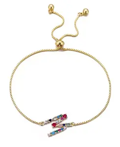 Браслет-Боло с разноцветными золотыми камнями Adornia, multi-m