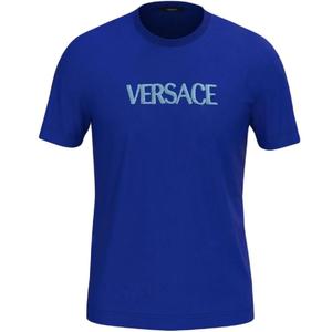 Versace Мужские синие футболки с круглым вырезом