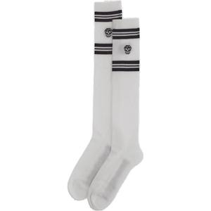 Носки в полоску с вышитым черепом Alexander McQueen, белый