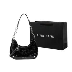 Кроссбод PU, женская сумка через плечо черная/белая/серебристая/розовая PINK·LAND, коричневая