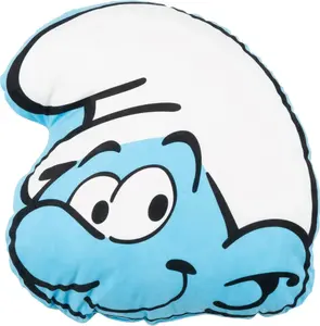 Подушка "Смурфики" - плюшевая декоративная подушка, подушка под голову, подушка на сиденье, синяя, 37 x 33 см United Labels