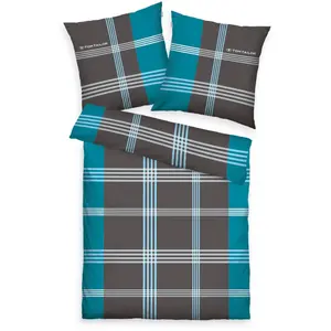 Постельное белье TOM TAILOR HOME «Оле в размере. 135х200 или 155х220 см", постельное белье в клетку из хлопка, на молнии, цвет türkis