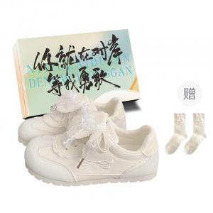 JimiXiong Женские низкие скейтерские кеды Ecru с коробкой и носками в подарок, цвет Ecru+Box+Gift Socks