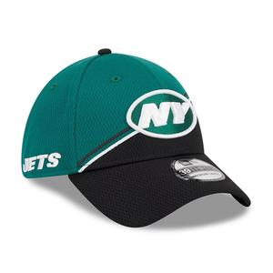 Мужская кепка New Era зелено-черная New York Jets 2023 Sideline 39THIRTY Flex.