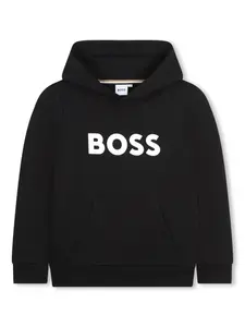 Худи с флисовой подкладкой и логотипом BOSS Kidswear, черный