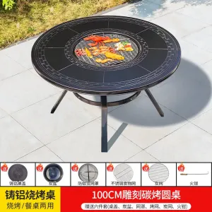 Стол-гриль Green Water круглый, 100 см + 6 предметов
