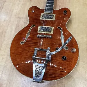 Гитара Gretsch G6609TFM Players Edition Broadkaster с центральным бруском, двойным срезом, клен с узором пламени 2024 года - цвет Bourbon Stain