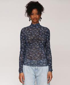 Женская блузка с принтом, сетчатым верхом, воротником-стойкой и сборками Avec Les Filles, Autumn Ditsy