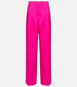 Плиссированные брюки с высокой посадкой из шерсти и мохера OSCAR DE LA RENTA, розовый