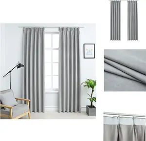 Плотные шторы с крючками, 2 шт., серые, 140 x 245 см - Шторы и портьеры vidaXL