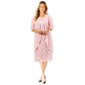 Женское сверкающее кружевное платье-жакет Екатерины больших размеров Catherines, цвет Wood Rose Pink