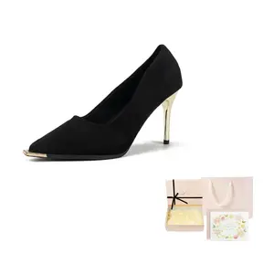 Xingdiman Тонкие каблуки на шпильке женские черные в подарочной коробке высота 9 см, цвет Black 9CM