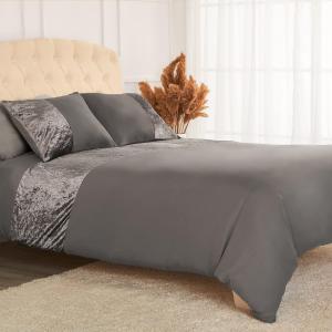 Mellanni Комплект постельного белья, серый, бархатная полоска, размер 97х190 см, наволочка 51х66 см, устойчивость к смятию, выцветанию и пятнам, застежка на пуговицы и угловые завязки