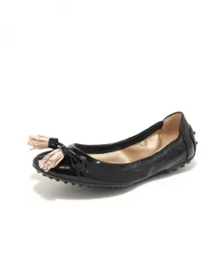 Черные кожаные тапочки с кисточками Tod'S, черный