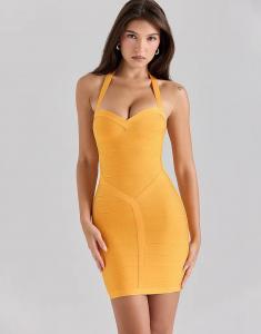 Мини-платье-бандаж от House of CB, супермодель, в оранжево-щербетовом цвете