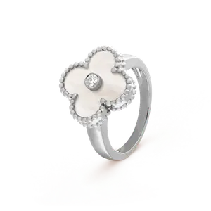 Кольцо Van Cleef & Arpels Vintage Alhambra, белое золото 18 ct, бриллианты, перламутр