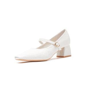 TATAYA Туфли Мэри Джейн на массивном каблуке женские белые, цвет White