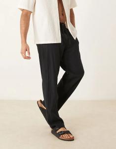 Свободные брюки Homme Brody из смеси льна черного цвета