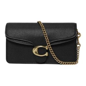 Кошелек Tabby из полированной галечной кожи, миниатюрная женская сумка через плечо черный COACH