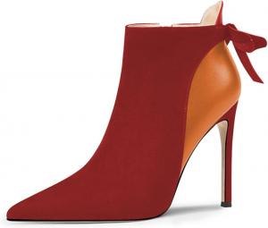 Женские ботильоны Miss Left с закрытым носком, заостренные, на шпильке, с бантиками, на молнии, повседневные, офисные, размер 4-16 US, Red Orange