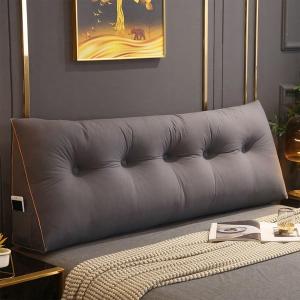 Клиновидная подушка COZMAX для изголовья кровати Queen, поддержки спины, дивана (темно-серый, 150x50 см)