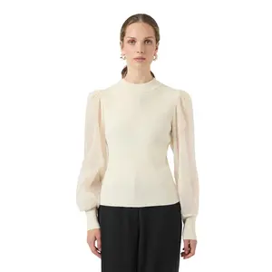 Вязаный свитер Yas Dotme, бежевый