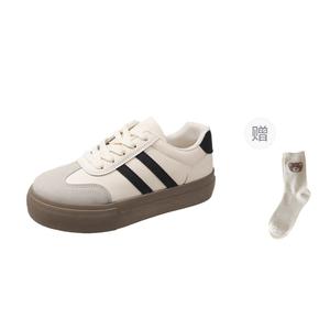 BINGO DUCK Женские бежевые скейтерские кроссовки Beige с подарочными носками и эксклюзивной коробкой, цвет Beige+Gift Socks+Exclusive Shoe Box