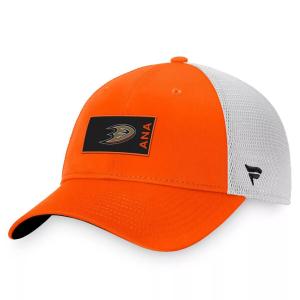 Мужская оранжево-белая фирменная кепка Fanatics Anaheim Ducks Authentic Pro Rink Trucker Snapback