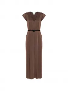 Макси-платье с v-образным вырезом и узлом Forte Forte, коричневый