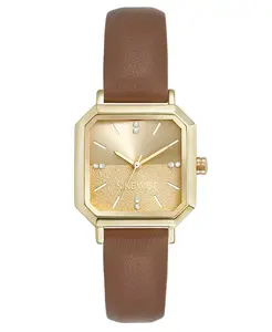Женские часы Quartz Regency коричневые кожаные с позолоченным покрытием, 27 мм Nine West