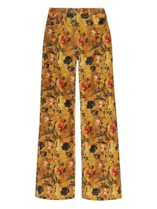 Джинсы с цветочным принтом R13, желтый