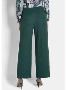 GOLDNER Укороченный размер: Трикотажные брюки. Элегантные брюки-палаццо VERA из букле изумрудного цвета