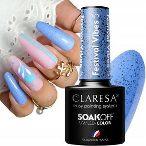Claresa Festival Vibes 5 Hybrid Nail Polish Hybrid Blue Dots Puderek