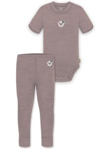 Normani Outdoor Sports Детский боди с короткими рукавами из мериносовой шерсти «Tihoi» и штанишки «Tutira» розового цвета