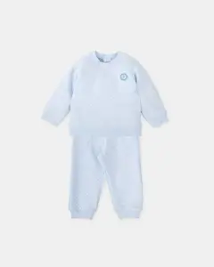 Двухкомплектный детский костюм с голубой стеганой тканью Tutto Piccolo
