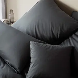 Элегантный комплект постельного белья из трикотажа Мако, вельветовый трикотаж, цвет антрацит, размер 155х200+40х80 Elegante