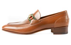 Лоферы Gucci Horsebit Web-Stripe, коричневый