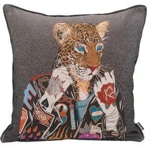 Декоративная подушка Mister Rocky с тигровым мотивом, двусторонний чехол с наполнителем, 1 штука H.O.C.K., Anthrazit/grau/smoke + gemustert