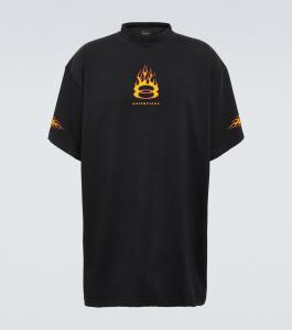 Футболка из хлопкового джерси с большим логотипом Balenciaga, Washed Out Black