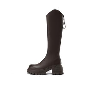 Женские сапоги DAPHNE высокие на блочном каблуке, темно-коричневый