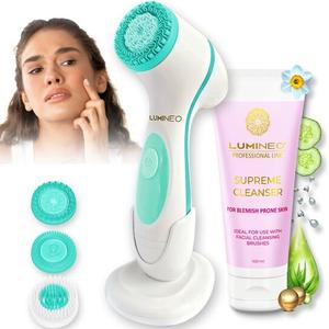 Бирюзовая щетка для лица Lumineo + очищающий гель для кожи с акне Lumineo