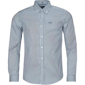 Рубашка Boss Pinstriped с фигурным подолом HUGO BOSS, черный