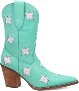 Женские ботинки Dingo Starburst с декорированной вставкой, носок с вырезом, на подъем, повседневные, на щиколотку, каблук 3 дюйма и выше - зеленые
