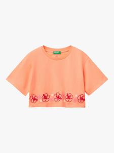 Детская футболка с цветочным принтом Benetton, Peach