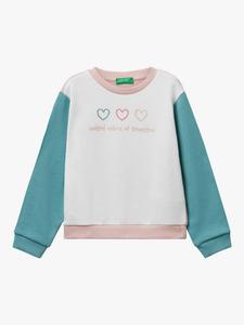 Детский хлопковый свитшот с цветными блоками и круглым вырезом Benetton, Multi