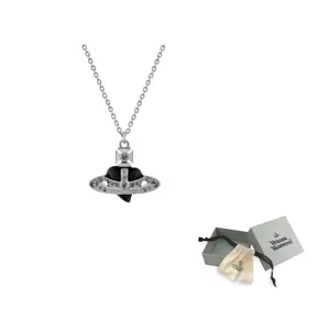 Vivienne Westwood Эмалевый латунный кулон в виде сердца Сатурна унисекс серебристо-черный