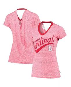 Красная женская футболка St. Louis Cardinals Hail Mary с v-образным вырезом и запахом сзади Touch