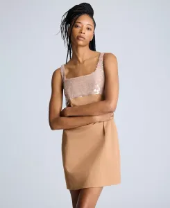 Женское платье-трапеция с открытой спиной и лифом, расшитым пайетками Kenneth Cole, коричневый/бежевый