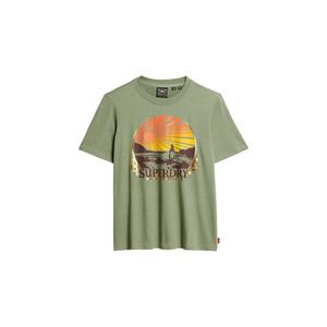 Футболка с коротким рукавом Superdry Travel Souvenir Relaxed, зеленый